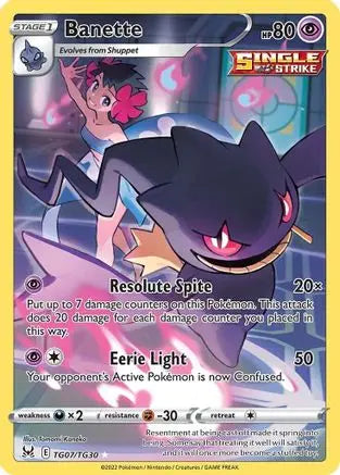 Banette TG07  - Holofoil SWSH11 Lost Origin Trainer Gallery - Ultra Rare SWSH11: Lost Origin Trainer Gallery Pokemon Single  Squirtle Squad Card Shop.