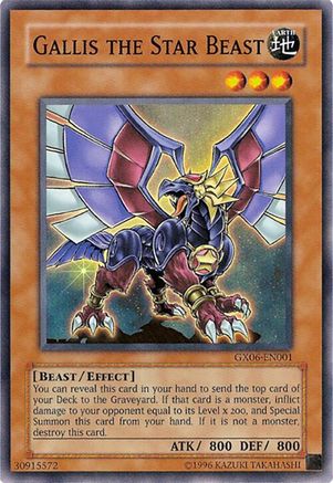 Gallis the Star Beast (GX06-EN001) - Yu-Gi-Oh! GX Tag Force Promotional Cards Limited Yu-Gi-Oh! GX Tag Force Promotional Cards Yugioh Single  Squirtle Squad Card Shop.