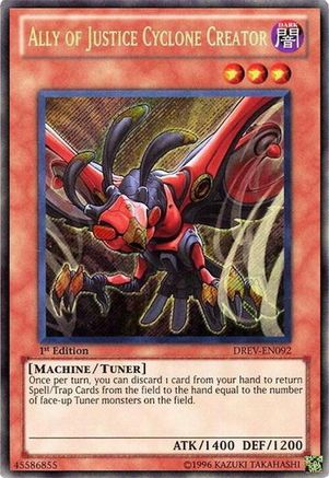 Ally of Justice Cyclone Creator (DREV-EN092) - Duelist Revolution Unlimited Duelist Revolution Yugioh Single  Squirtle Squad Card Shop.