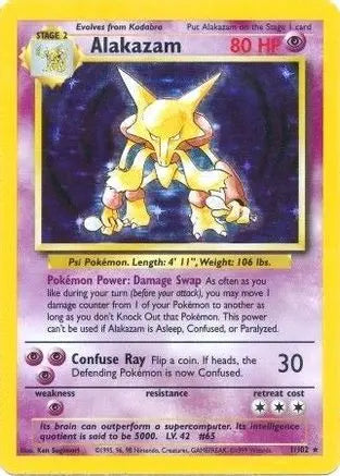 Alakazam 001 - Holofoil Base Set - Holo Rare Base Set Pokemon Single  Squirtle Squad Card Shop.