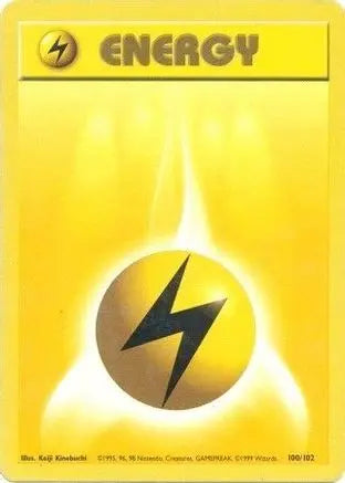 Lightning Energy 100/102 - Base Set Unlimited - Common Pokémon Card Base Set Pokemon Single  Squirtle Squad Card Shop.