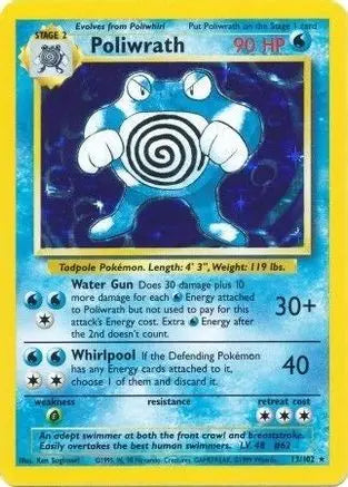 Poliwrath 013  - Holofoil Base Set - Holo Rare Base Set Pokemon Single  Squirtle Squad Card Shop.