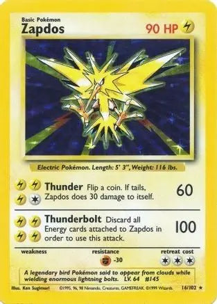 Zapdos 016  - Holofoil Base Set - Holo Rare