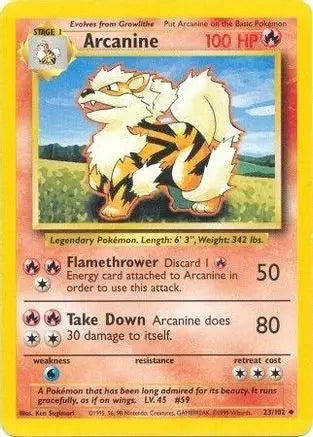 Arcanine 023/102 - Base Set Unlimited - Uncommon Pokémon Card Base Set Pokemon Single  Squirtle Squad Card Shop.