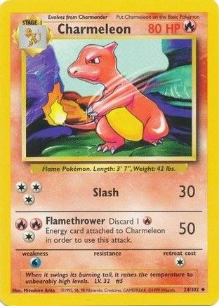 Charmeleon 024/102 - Base Set Unlimited - Uncommon Pokémon Card Base Set Pokemon Single  Squirtle Squad Card Shop.