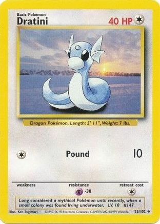 Dratini 026/102 - Base Set Unlimited - Uncommon Pokémon Card