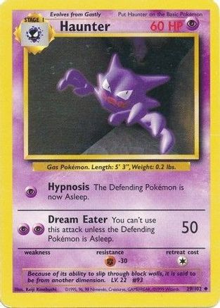 Haunter 029/102 - Base Set Unlimited - Uncommon Pokémon Card Base Set Pokemon Single  Squirtle Squad Card Shop.
