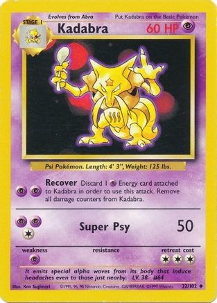 Kadabra 032/102 - Base Set Unlimited - Uncommon Pokémon Card