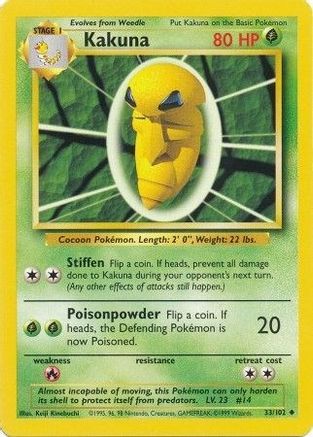 Kakuna 033  Base Set - Uncommon Base Set Pokemon Single  Squirtle Squad Card Shop.