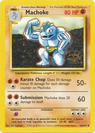 Machoke 034/102 - Base Set Unlimited - Uncommon Pokémon Card Base Set Pokemon Single  Squirtle Squad Card Shop.