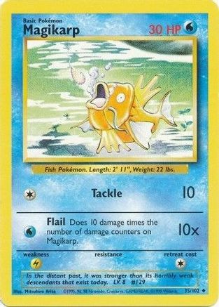 Magikarp 035/102 - Base Set Unlimited - Uncommon Pokémon Card Base Set Pokemon Single  Squirtle Squad Card Shop.