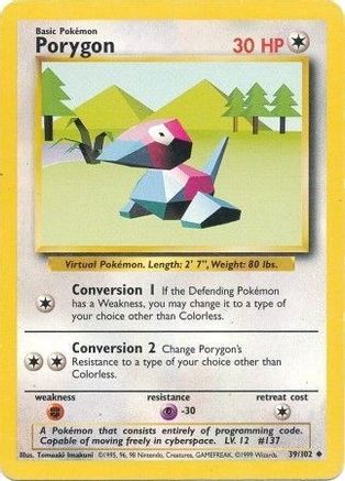 Porygon 039/102 - Base Set Unlimited - Uncommon Pokémon Card