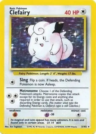 Clefairy 005  - Holofoil Base Set - Holo Rare Base Set Pokemon Single  Squirtle Squad Card Shop.