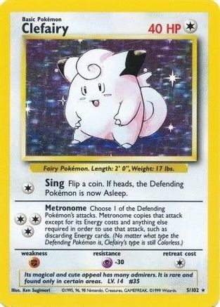 Clefairy 005  - Holofoil Base Set - Holo Rare Base Set Pokemon Single  Squirtle Squad Card Shop.