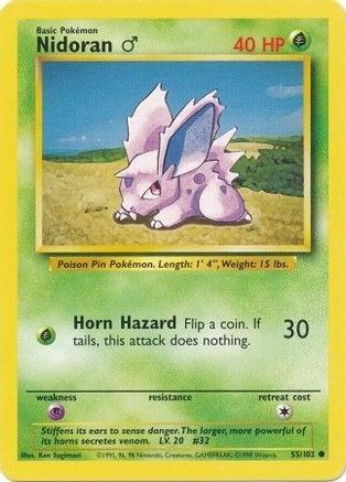 Nidoran 55/102 - Base Set Unlimited - Common Pokémon Card