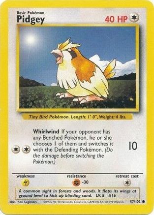 Pidgey 057/102 - Base Set Unlimited - Common Pokémon Card