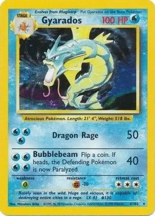 Gyarados 006  - Holofoil Base Set - Holo Rare Base Set Pokemon Single  Squirtle Squad Card Shop.