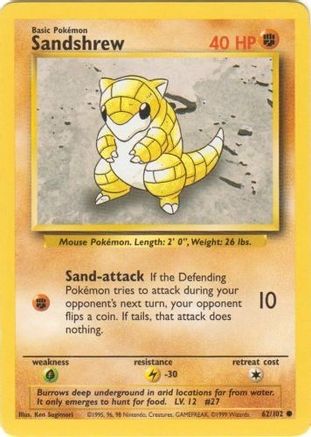 Sandshrew 062/102 - Base Set Unlimited - Common Pokémon Card