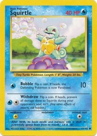 Squirtle 063/102 - Base Set Unlimited - Common Pokémon Card