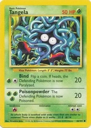 Tangela 066/102 - Base Set Unlimited - Common Pokémon Card Base Set Pokemon Single  Squirtle Squad Card Shop.