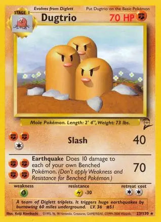 Dugtrio 023  Base Set 2 - Rare Base Set 2 Pokemon Single  Squirtle Squad Card Shop.