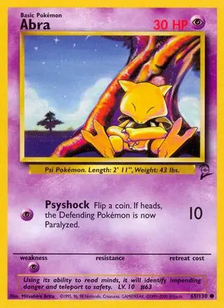 Abra 065  Base Set 2 - Common Base Set 2 Pokemon Single  Squirtle Squad Card Shop.