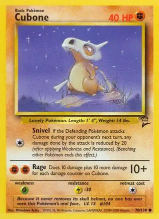 Cubone 070  Base Set 2 - Common Base Set 2 Pokemon Single  Squirtle Squad Card Shop.
