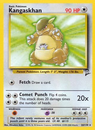 Kangaskhan 026  Base Set 2 - Rare Base Set 2 Pokemon Single  Squirtle Squad Card Shop.