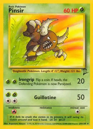 Pinsir 029  Base Set 2 - Rare Base Set 2 Pokemon Single  Squirtle Squad Card Shop.
