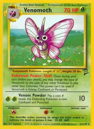Venomoth 031  Base Set 2 - Rare