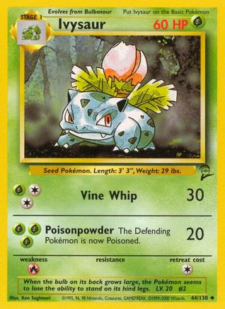 Ivysaur 044  Base Set 2 - Uncommon Base Set 2 Pokemon Single  Squirtle Squad Card Shop.