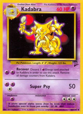 Kadabra 046  Base Set 2 - Uncommon Base Set 2 Pokemon Single  Squirtle Squad Card Shop.