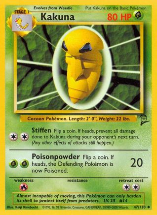 Kakuna 047  Base Set 2 - Uncommon Base Set 2 Pokemon Single  Squirtle Squad Card Shop.