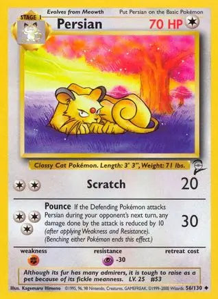 Persian 056  Base Set 2 - Uncommon Base Set 2 Pokemon Single  Squirtle Squad Card Shop.