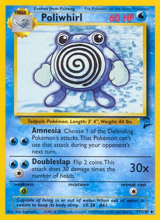 Poliwhirl 057  Base Set 2 - Uncommon Base Set 2 Pokemon Single  Squirtle Squad Card Shop.