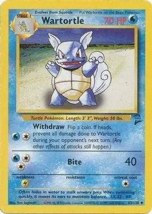 Wartortle 063  Base Set 2 - Uncommon Base Set 2 Pokemon Single  Squirtle Squad Card Shop.