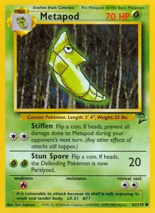 Metapod 081  Base Set 2 - Common Base Set 2 Pokemon Single  Squirtle Squad Card Shop.