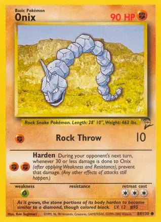Onix 084  Base Set 2 - Common Base Set 2 Pokemon Single  Squirtle Squad Card Shop.