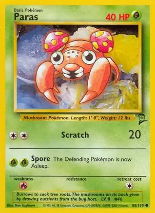Paras 085  Base Set 2 - Common Base Set 2 Pokemon Single  Squirtle Squad Card Shop.