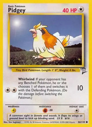 Pidgey 086  Base Set 2 - Common Base Set 2 Pokemon Single  Squirtle Squad Card Shop.