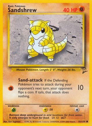Sandshrew 091  Base Set 2 - Common Base Set 2 Pokemon Single  Squirtle Squad Card Shop.