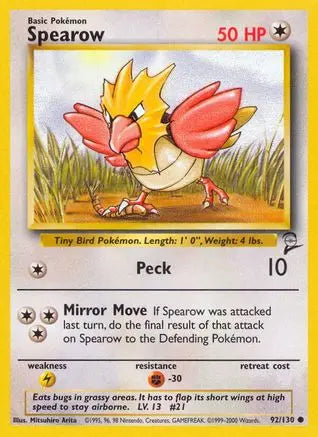 Spearow 092  Base Set 2 - Common Base Set 2 Pokemon Single  Squirtle Squad Card Shop.
