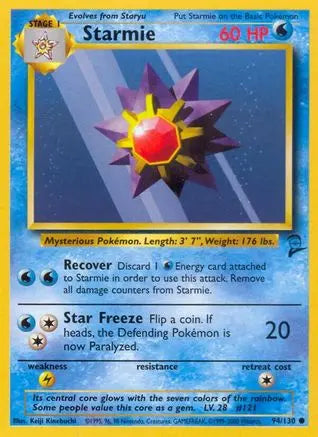 Starmie 094  Base Set 2 - Common Base Set 2 Pokemon Single  Squirtle Squad Card Shop.