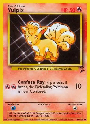 Vulpix 099  Base Set 2 - Common Base Set 2 Pokemon Single  Squirtle Squad Card Shop.