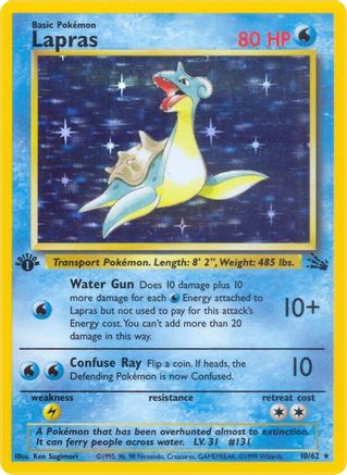 Lapras (10) (10) 010  - 1st Edition Holofoil Fossil - Holo Rare Fossil Pokemon Single  Squirtle Squad Card Shop.