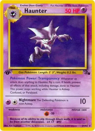WOTC - Fossil - Haunter 021/62 - 1st Edition