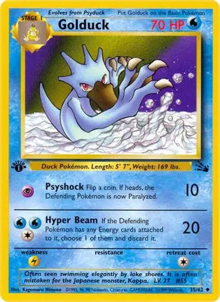 Golduck 035  - 1st Edition Fossil - Uncommon Fossil Pokemon Single  Squirtle Squad Card Shop.