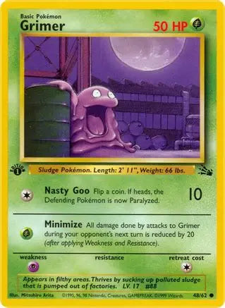 Grimer 048/62 - 1st Edition Fossil - Uncommon Pokémon Card Fossil Pokemon Single  Squirtle Squad Card Shop.