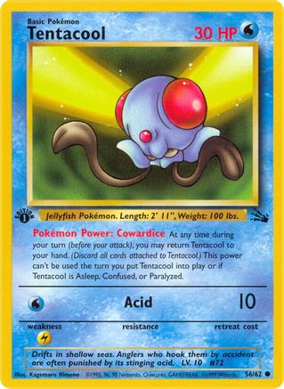 Tentacool 056/62 - 1st Edition Fossil - Uncommon Pokémon Card Fossil Pokemon Single  Squirtle Squad Card Shop.