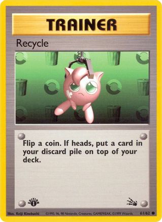 Recycle 061/62 - 1st Edition Fossil - Uncommon Pokémon Card Fossil Pokemon Single  Squirtle Squad Card Shop.